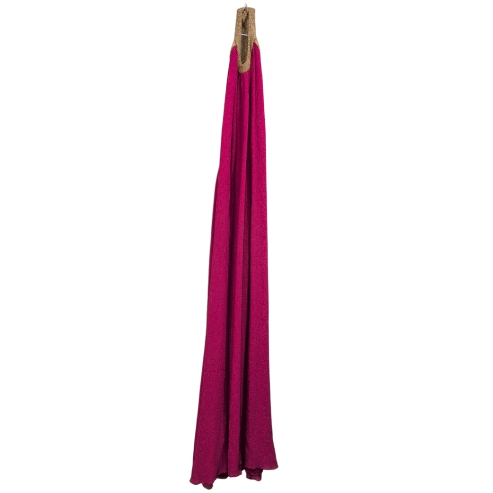 Jay Ahr Maxi Low Back  Gold Vibrant Pink Maxi Dress Large